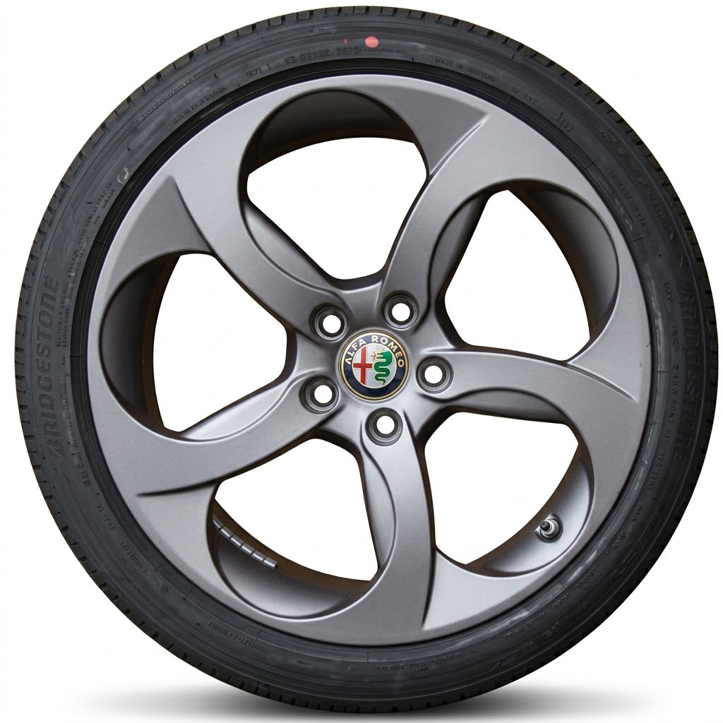 Cerchi Giulia Doppia Misura 18 Originali Alfa Romeo a 5 Fori Bruniti e Pneumatici Pirelli P7 C2 RFT