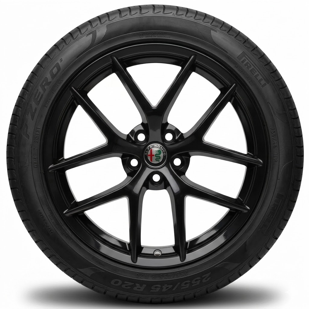 Cerchi Stelvio 20 Originali Alfa Romeo Trofeo Nero Lucido e Pneumatici Continental Crosscontact Lx Sport 255 45
