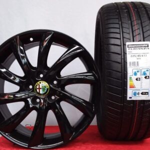 Cerchi Giulietta 17 Originali Alfa Romeo Turbina Nero Lucido e Pneumatici Bridgestone 225 45