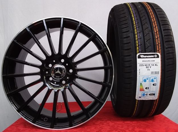 kit0174 Cerchi 18 Mercedes Benz F930 - Acm03 Nero Bordino Diamantato e Pneumatici Barum 225 40 - Image 1