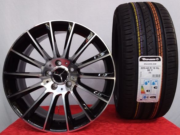 kit0177 Cerchi 18 Mercedes Benz Psw Brema Nero Diamantato e Pneumatici Barum 225 40 - Image 1