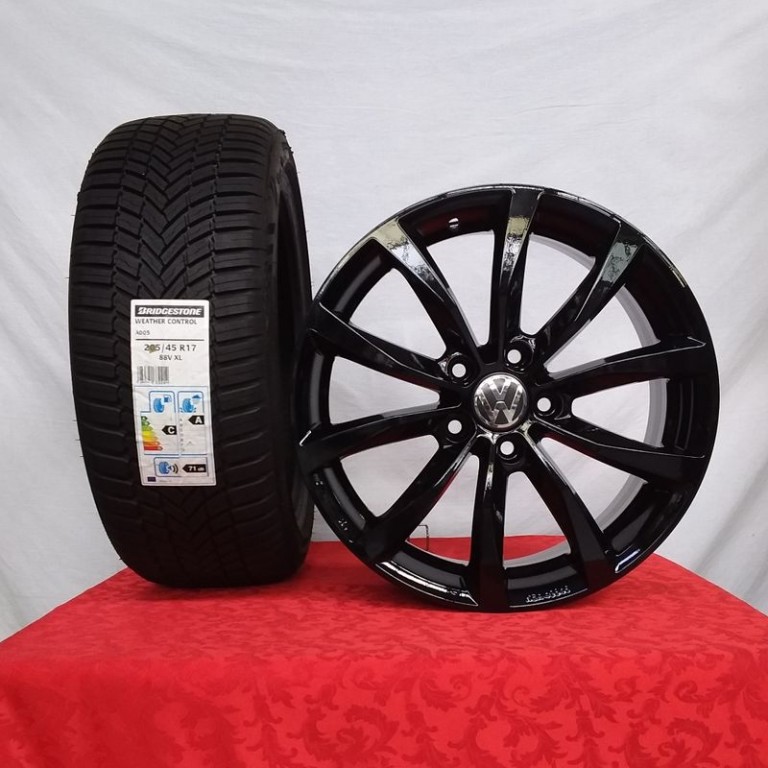Cerchi Golf 17 Mak Dresden Volkswagen Nero Lucido e Pneumatici Bridgestone A005 225 45