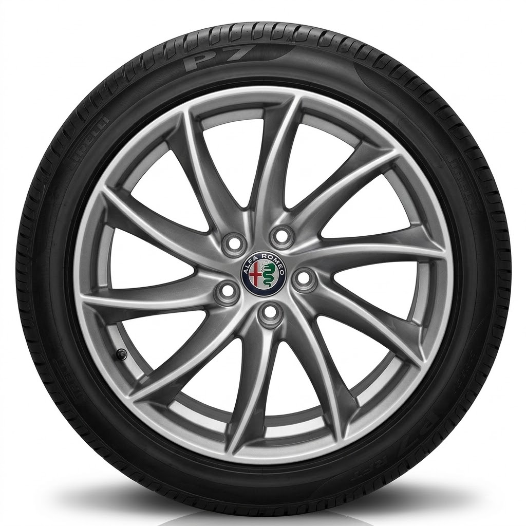 Cerchi Giulia 18 Originali Alfa Romeo a Turbina Grigio e Pneumatici Uniroyal WinterExpert 225 45