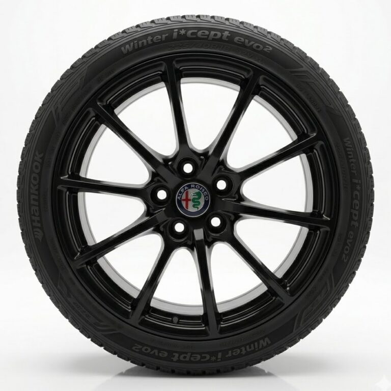 Cerchi Giulia 17 Originali Alfa Romeo a Raggi Nero Lucido e Pneumatici Continental TS860