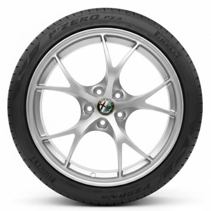 Cerchi Giulia Doppia Misura 19 Originali Alfa Romeo Silver Leggeri e Pneumatici Pirelli Pzero PZ4 Rft 225 40 255 35